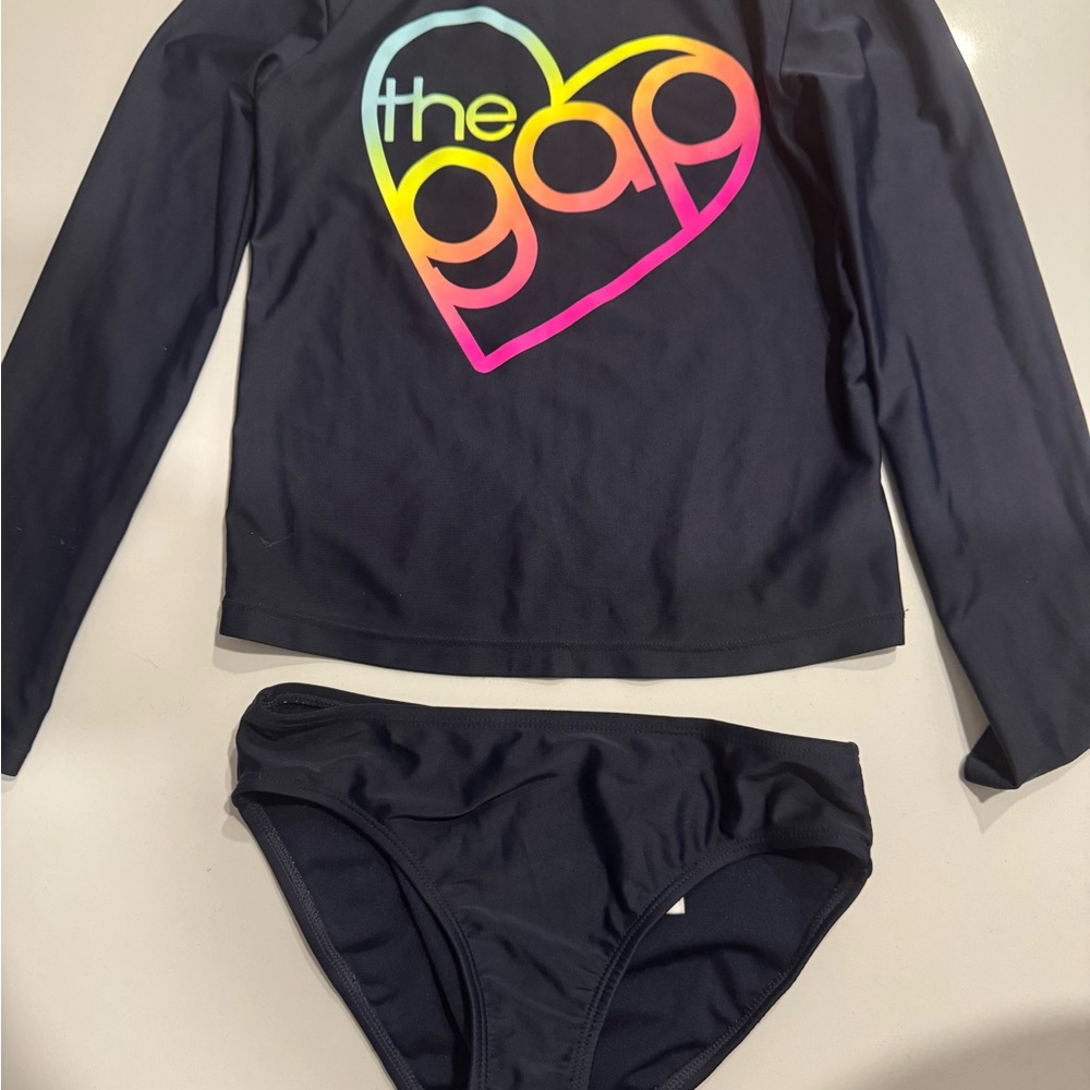 GAP Blue Rashguard Swim Set with Heart Logo